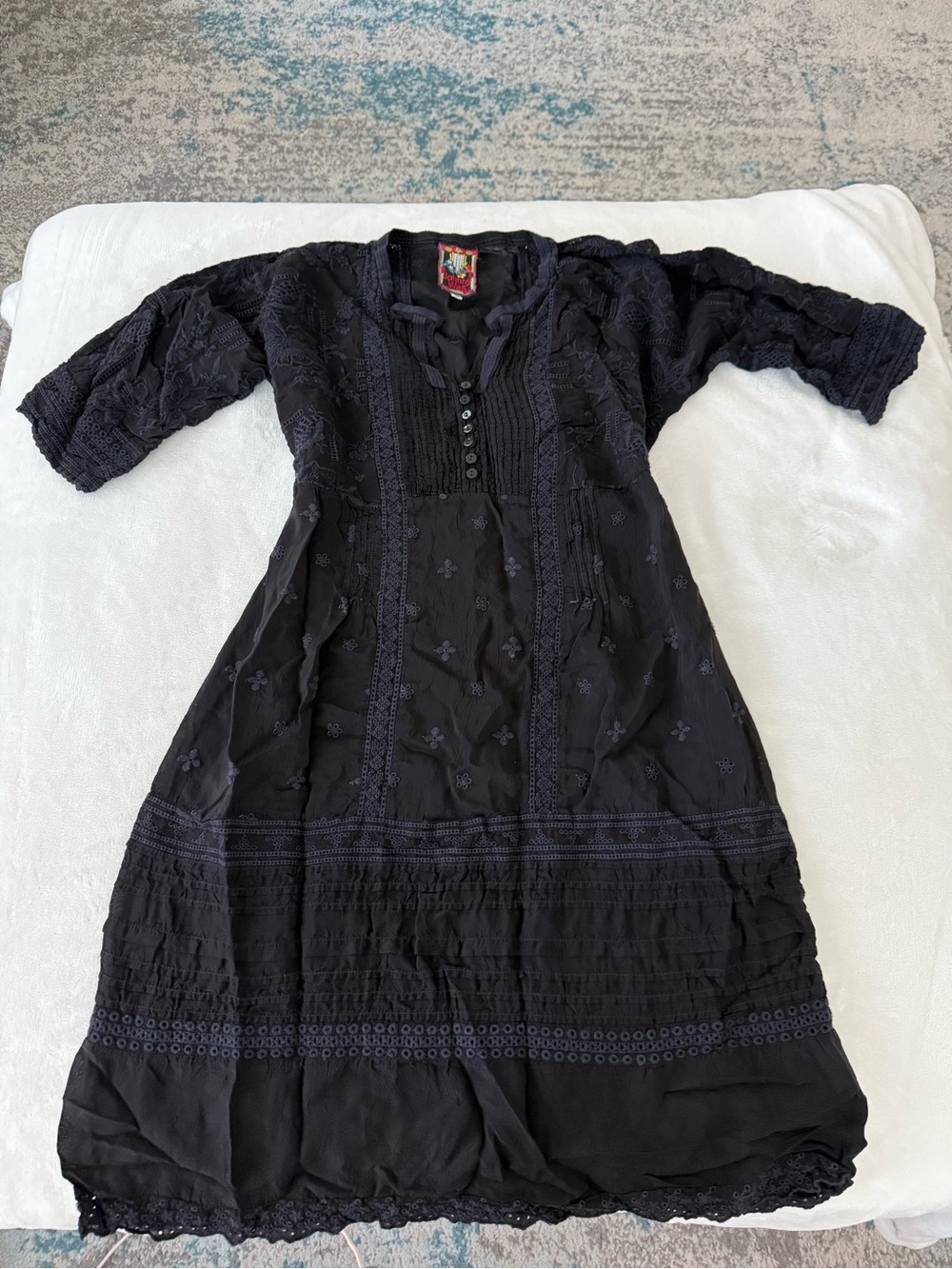 Johnny Was Western Vipiana dress embroidery w/ button-up front & Slip XS E06